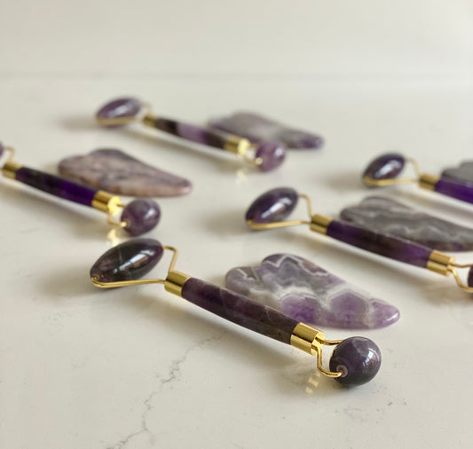 Urban Country Organics - Amethyst Crystal Roller and Gua Sha Set